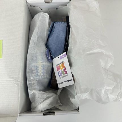 MUK LUKS Women's Gigi Crochet Sandal, Chambray, Size 7