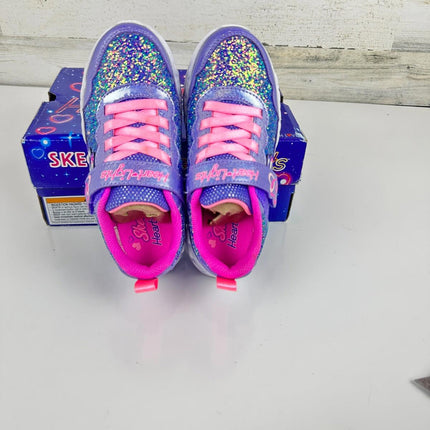 Skechers Kids Girls Infinite Heart Lights-Fresh Sneaker, Purple/Pink, Size 13.5