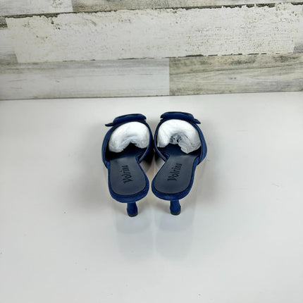 Volrina Kitten Heel Mules Sandals for Women Pointed toe Square Buckle, Size 11