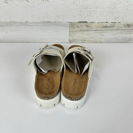 HOFENY Women Platform Sandals Open-Toe Wedge Chunky Sandals Size 8 White