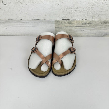 CUSHIONAIRE Women's Leah Crossover Strap Cork Footbed Rose Gold Sandal Size 8 M