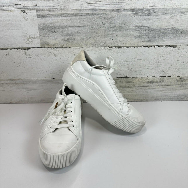 Dr. Scholl's Women's Time Off Taupe Casual Sneakers Size 8 Medium White Leather