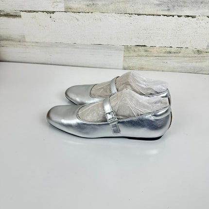 Dr. Scholl's Women's Wexley Jane Ballet Flat Mary Jane Flat Silver Smooth, Sz 9W