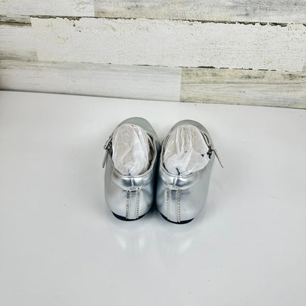 Dr. Scholl's Women's Wexley Jane Ballet Flat Mary Jane Flat Silver Smooth, Sz 9W