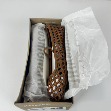 CUSHIONAIRE Women's Weavy Squared Toe Woven Ballet Flat, Memory Foam, Size 6.5 W