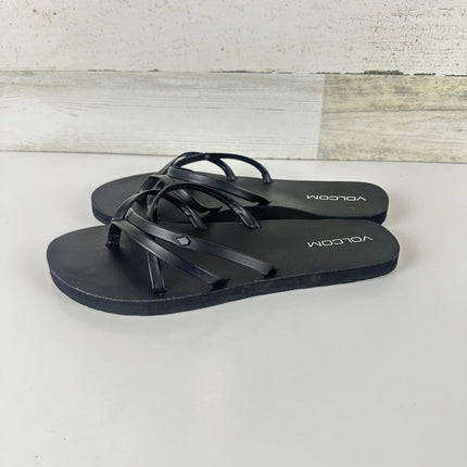 Volcom Women's School Flip Flop Sandals Black Size 8 Medium US
