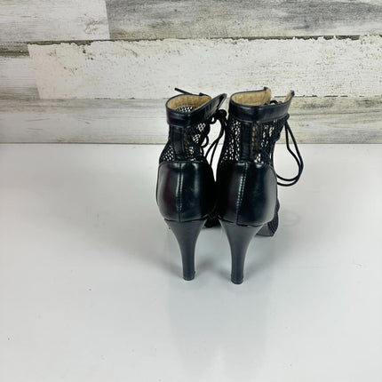 UTIKLIOU Women's Peep Toe Stilettos High Heel Sandals Lace Up Summer Boots, Sz 6