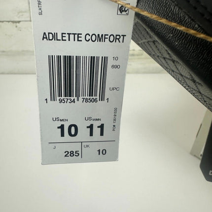 adidas Unisex Adilette Comfort Slides Sandal, Core Black/White, 11 Women/10 Men