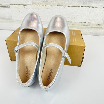 Dr. Scholl's Women's Wexley Jane Ballet Flat Mary Jane Flat Silver Smooth, Sz 9W