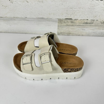 HOFENY Women Platform Sandals Open-Toe Wedge Chunky Sandals Size 8 White