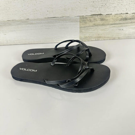 Volcom Women's School Flip Flop Sandals Black Size 8 Medium US