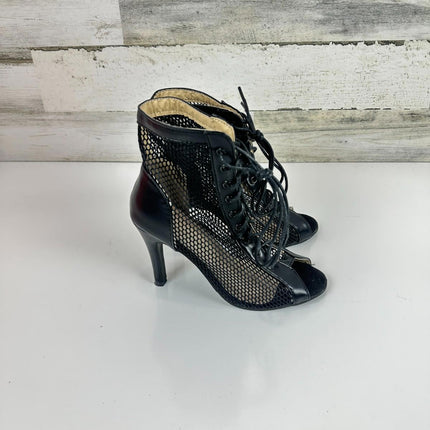 UTIKLIOU Women's Peep Toe Stilettos High Heel Sandals Lace Up Summer Boots, Sz 6