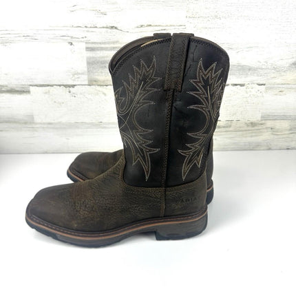 Ariat Workhog Wide Square Toe Waterproof Work Boot Men's 11D, Bruin Brown/Coffee