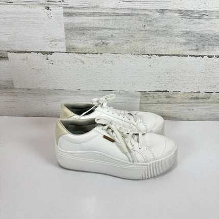 Dr. Scholl's Women's Time Off Taupe Casual Sneakers Size 8 Medium White Leather