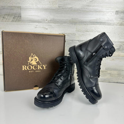 ROCKY Side Zipper Jump Men's Boot, Black, Nonmetallic, Oil & Slip Resisting, 11M