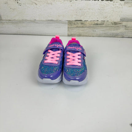 Skechers Kids Girls Infinite Heart Lights-Fresh Sneaker, Purple/Pink, Size 13.5