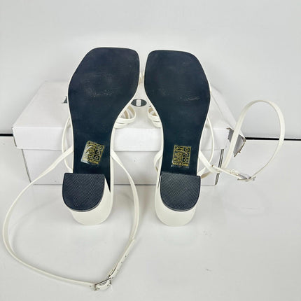 LACUONE Strappy Heels for women Block Heels Square Toe Chunky Ankle, Size 8.5