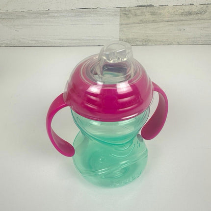 Nuby 3 Piece No-Spill Grip N’ Sip Sippy Cup w Soft Flex Spout, 2 Handles, 10 oz