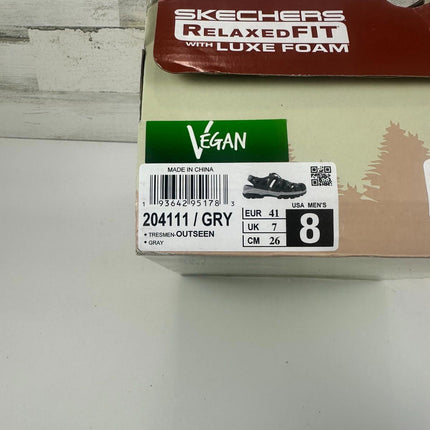 Skechers Men's Slip On Tresmen Outseen Canvas Fisherman Sandal,Gray, Size 8