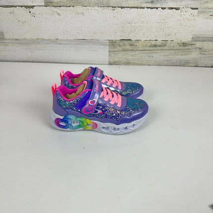 Skechers Kids Girls Infinite Heart Lights-Fresh Sneaker, Purple/Pink, Size 13.5