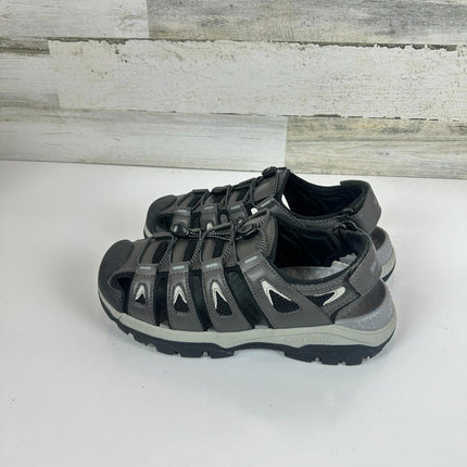 Skechers Men's Slip On Tresmen Outseen Canvas Fisherman Sandal,Gray, Size 8