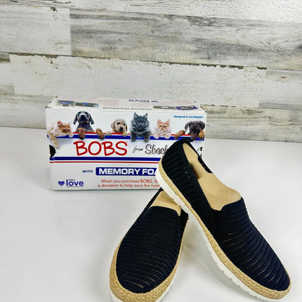 Skechers BOBS Women's 113245 Ballet Flat, Black, Size 5.5