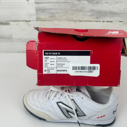 New Balance Men's 442 V2 Team TF Soccer Shoe, White/Black, 11 Wide
