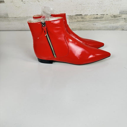 XYD Women's Formal Pointed Closed Toe Flats Ankle Boots Low Heel Booties, Siz 10