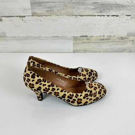 Women's Classic Round Toe Pump Kitten Low Heel Shoes Suede Leopard 42 - US 9.5 M