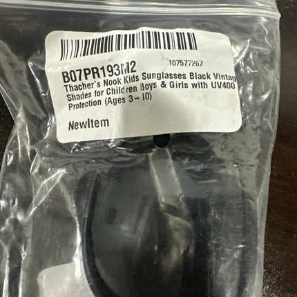 Thacher's Nook Kids Sunglasses Black Vintage Shades for Children Boys & Girls