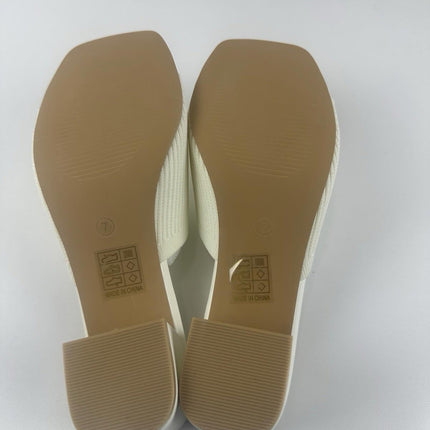 Shoe’N Tale Heeled Sandals For Women Square Open Toe Heeled Mules Size 7 White