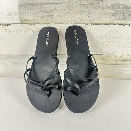 Volcom Women's School Flip Flop Sandals Black Size 8 Medium US