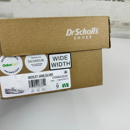 Dr. Scholl's Women's Wexley Jane Ballet Flat Mary Jane Flat Silver Smooth, Sz 9W