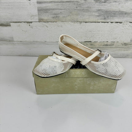 DOEYG White Mesh Ballet Flats for Women Round Toe Mesh Flats Ballet Shoes,Sz 7.5