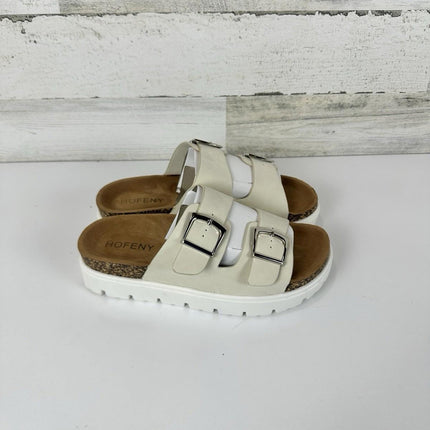 HOFENY Women Platform Sandals Open-Toe Wedge Chunky Sandals Size 8 White