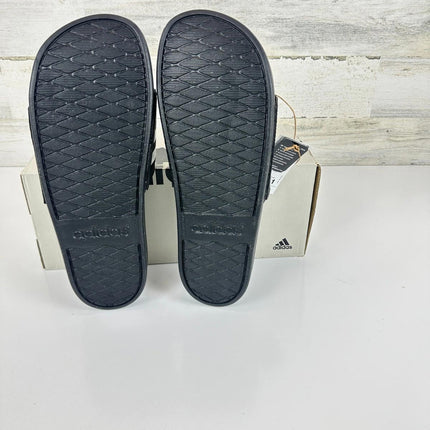 adidas Unisex Adilette Comfort Slides Sandal, Core Black/White, 11 Women/10 Men
