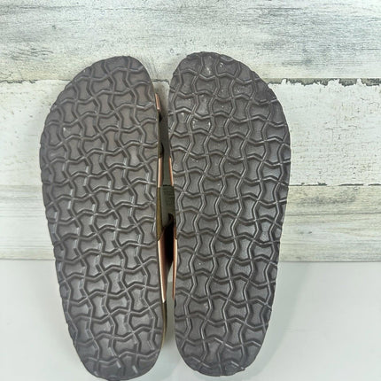 CUSHIONAIRE Women's Leah Crossover Strap Cork Footbed Rose Gold Sandal Size 8 M