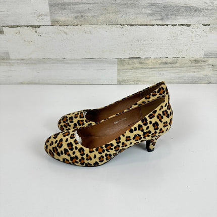 Women's Classic Round Toe Pump Kitten Low Heel Shoes Suede Leopard 42 - US 9.5 M