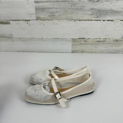 DOEYG White Mesh Ballet Flats for Women Round Toe Mesh Flats Ballet Shoes,Sz 7.5