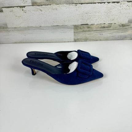 Volrina Kitten Heel Mules Sandals for Women Pointed toe Square Buckle, Size 11