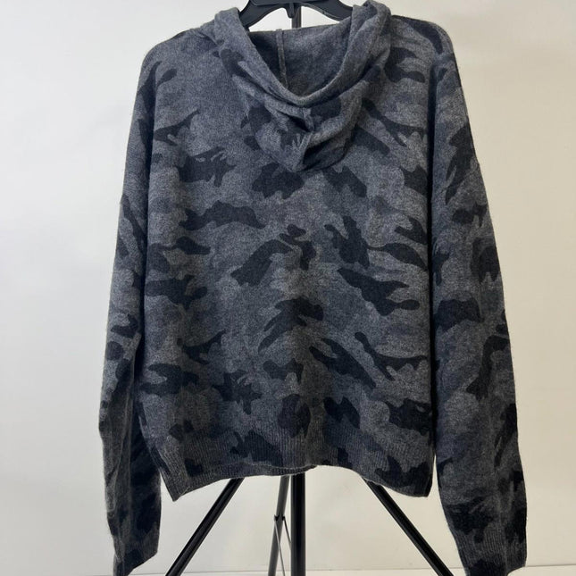 Aqua Camo Cashmere Women’s Hoodie - Exclusive, Charcoal, Size L, B-CAMO