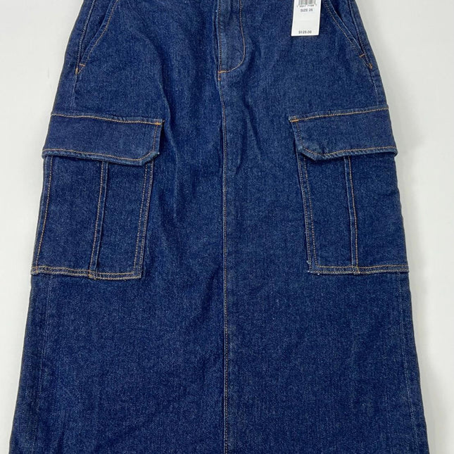 Sanctuary Women’s Essential Cargo Standard Rise Midi Skirt Denim 25 , Blue