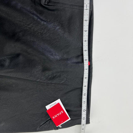 Womens Faux Leather Front Slit Leggings, Black, Size L