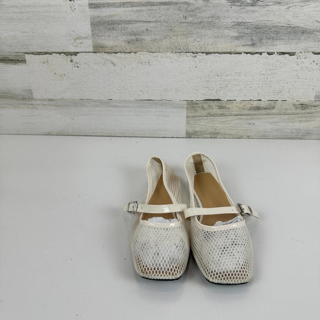 DOEYG White Mesh Ballet Flats for Women Round Toe Mesh Flats Ballet Shoes,Sz 7.5