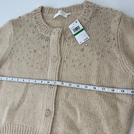 Astr the Label Sigourney Crewneck Cardigan Sweater, Size L