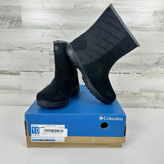 Women's Columbia Ice Maiden Slip III Waterproof Winter Snow Boots Black Size 10