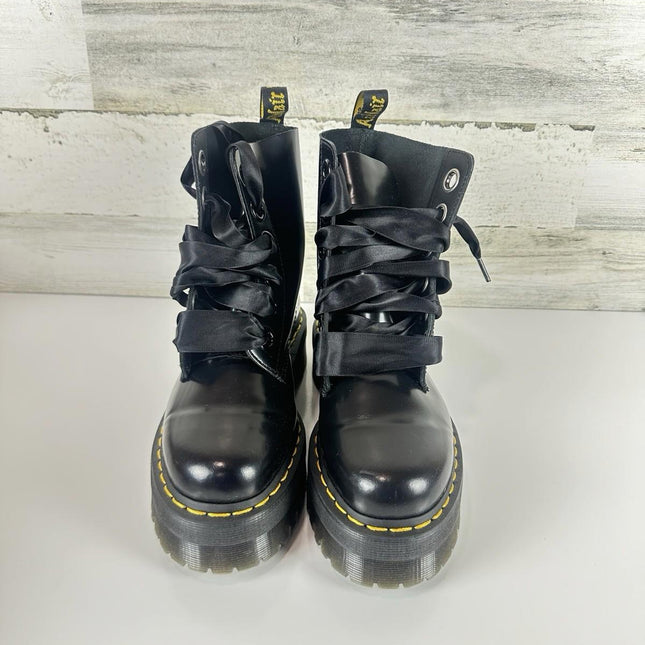 Dr. Martens Women's Molly Combat Boot Black Buttero Leather Size 8
