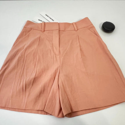 Veronica Beard Noemi High Waist Linen Blend Shorts in, Coral, Size 2