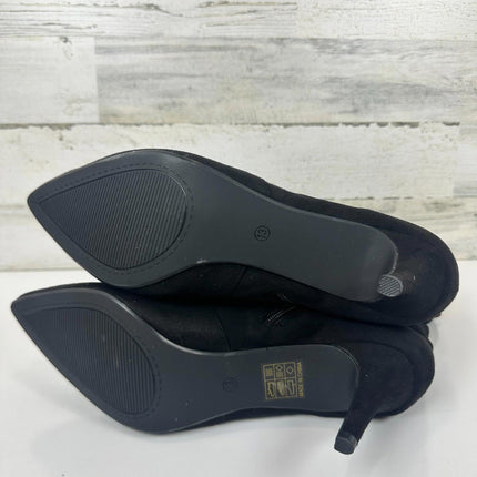 Meleell Chic Knee-High Boots Black Suede Pointed Toe Stack boots Heel Wide SZ 13