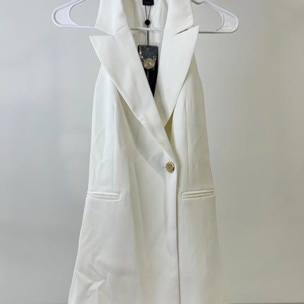 French Connection Harrie halter Neck Waistcoat women's top, 7Gwae, White, Size O